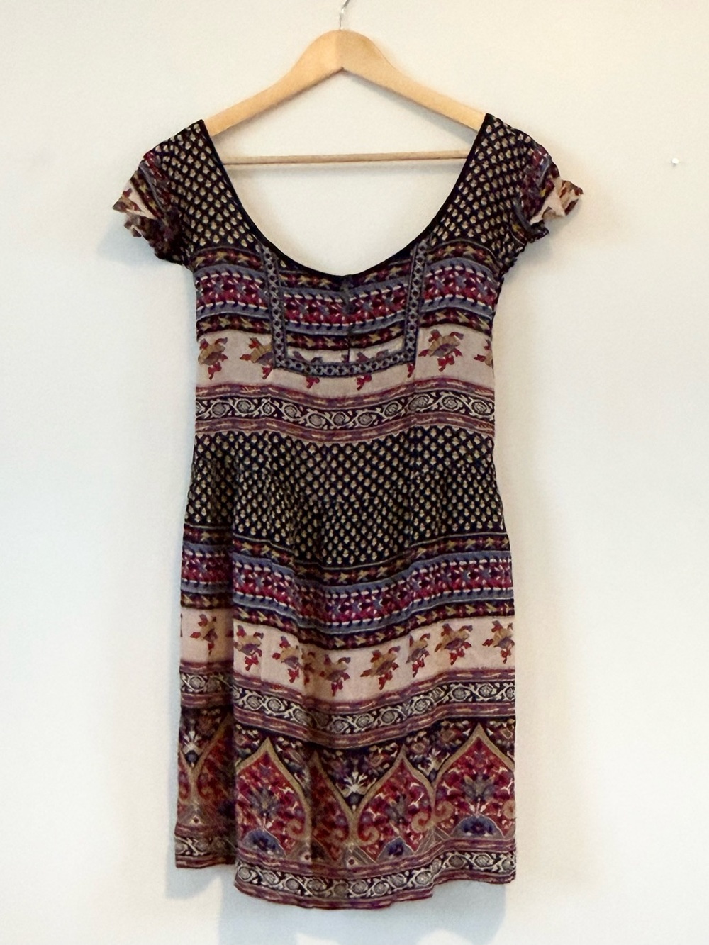 Band of Gypsies Cap Sleeve Bohemian Print Mini Dress Size M